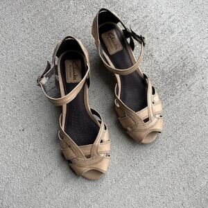 Clarks Beige Strappy Wedges